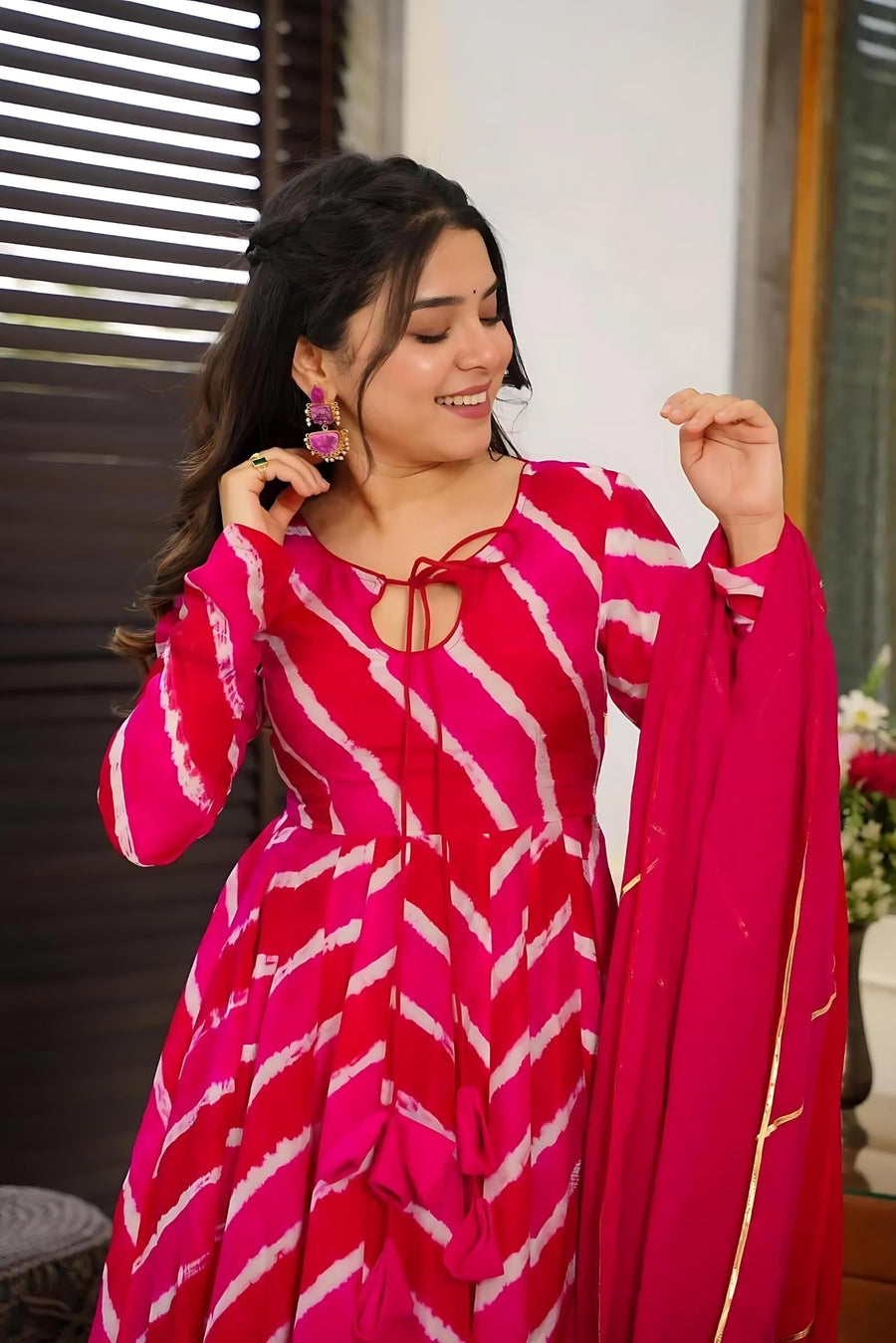 KUDBI'S LEVIO ORENGE AND RED PINK ANARKALI SUIT SET