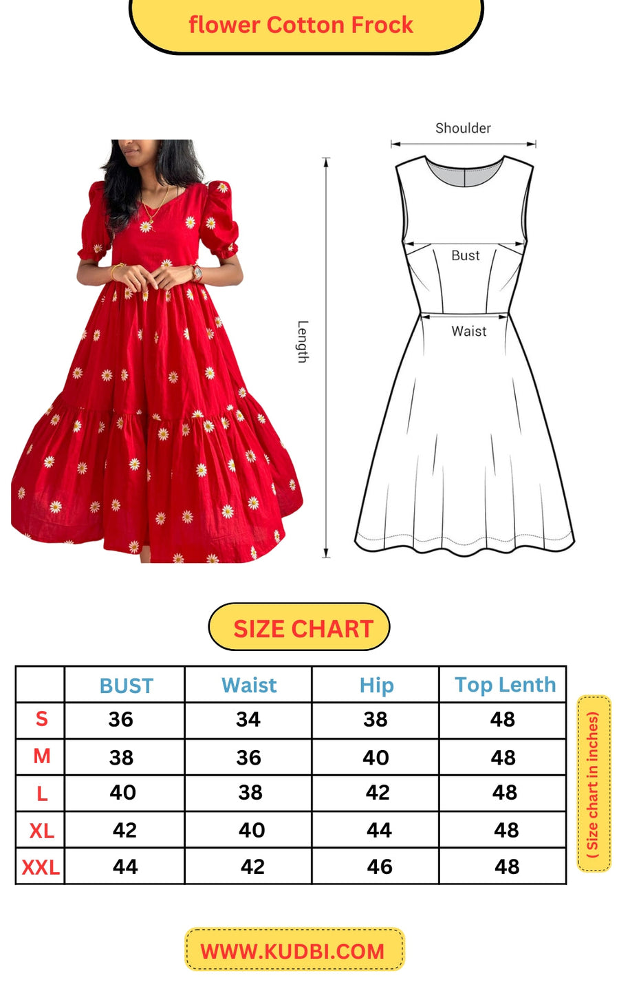 Kudbi's Flower Cotton Frock Style.