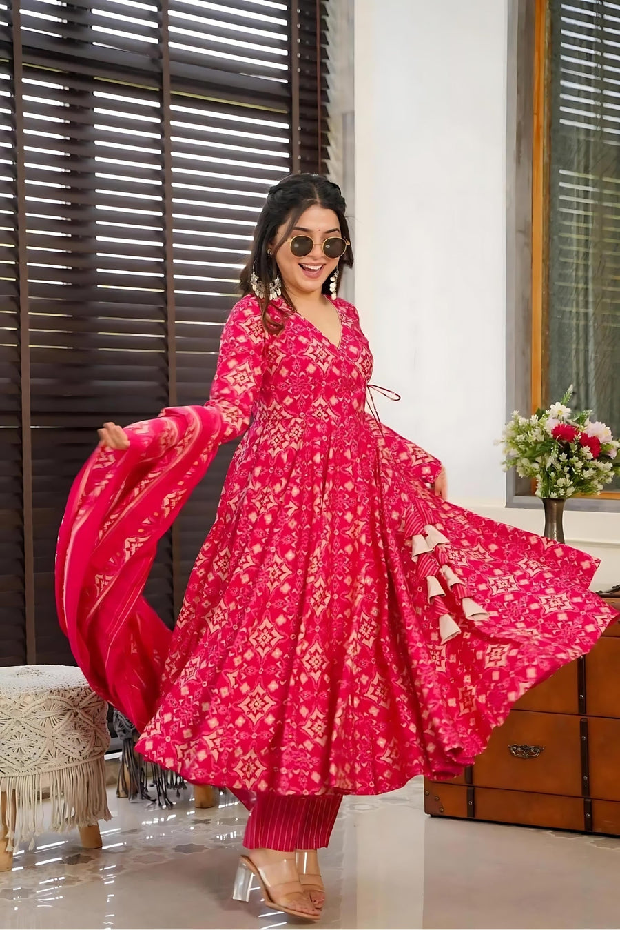 Kudbi's Minaxi Anarkali Suit With Duppata Set.