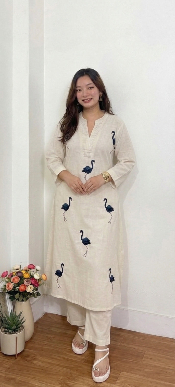 Flamingo Pure Khadi cotton coords set