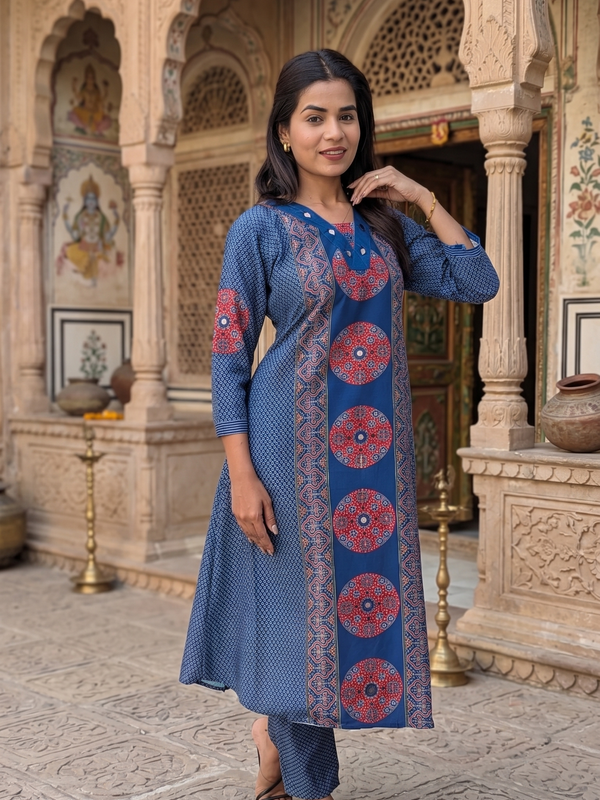 Mishri Stylish Blue Real Mirror Co-ords Set for Summer