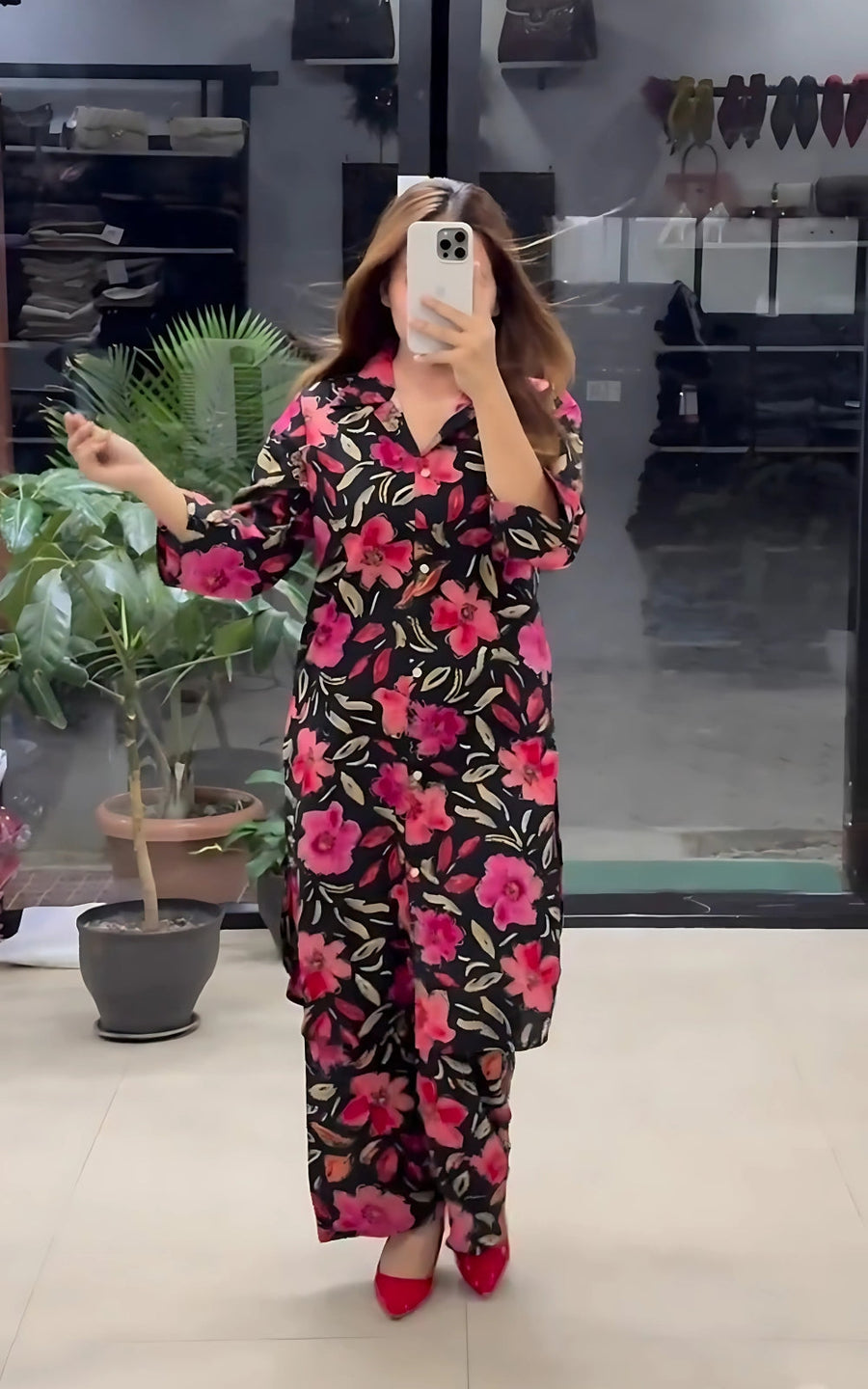 Kudbi's Flower Fancy Shirt Style co-ords set