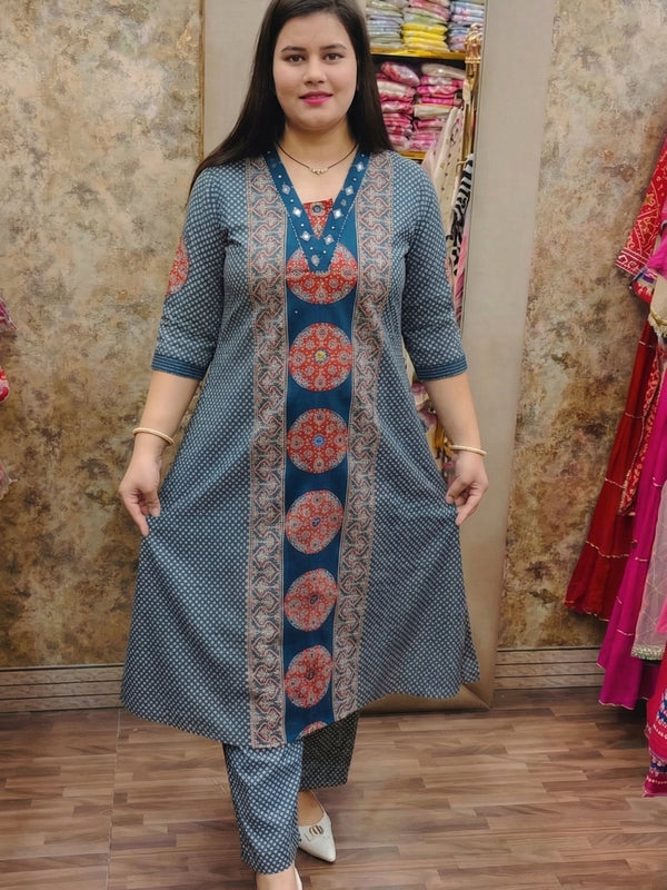 Mishri Stylish Blue Real Mirror Co-ords Set for Summer