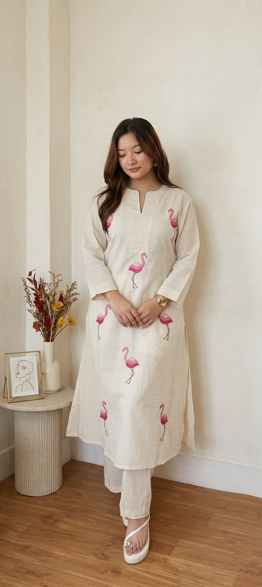 Flamingo Pure Khadi cotton coords set