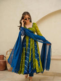 KUDBI'S ROZI ORGENZA MULTI COLOUR ANARKALI SUIT SET