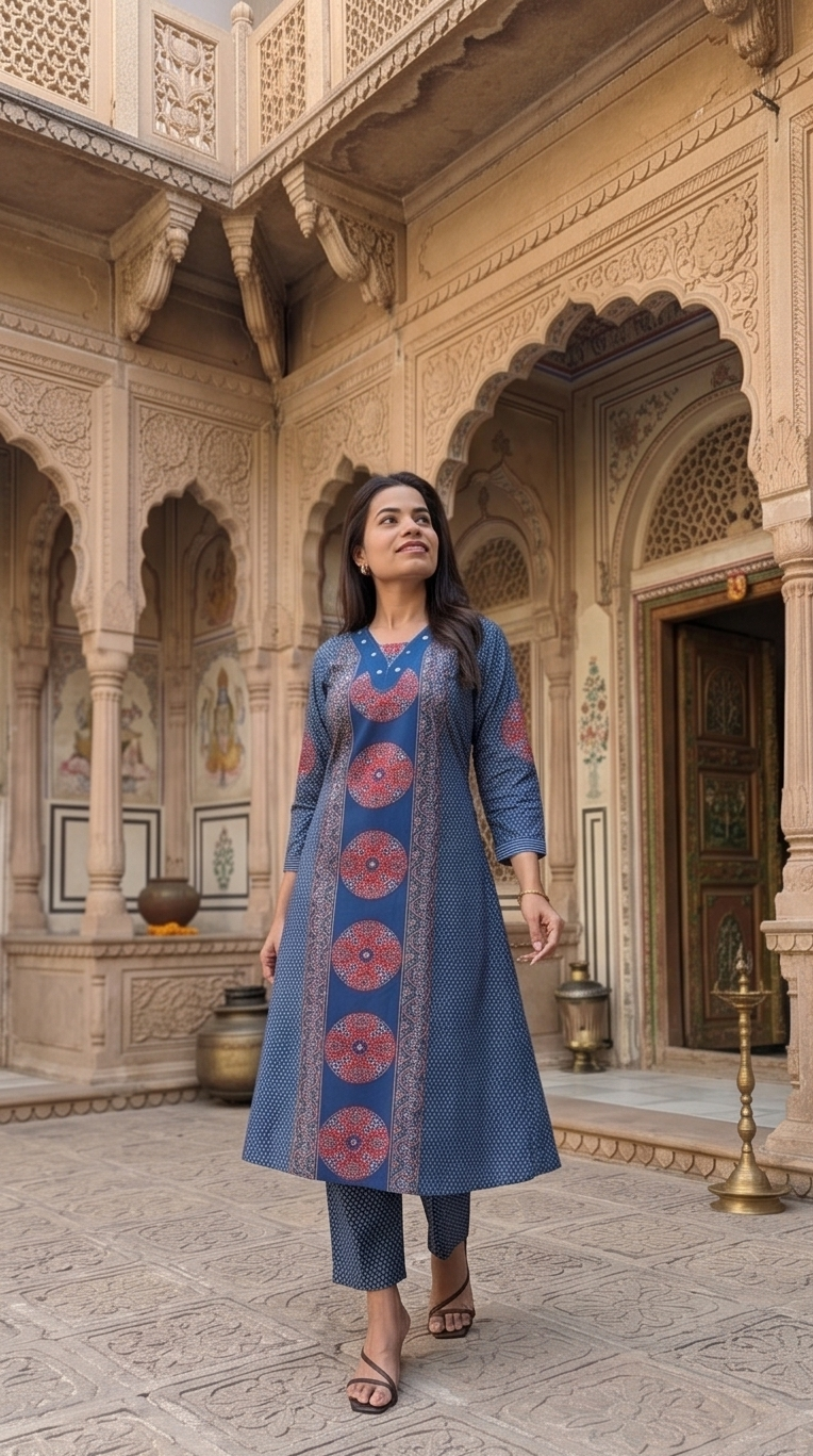 Mishri Stylish Blue Real Mirror Co-ords Set for Summer