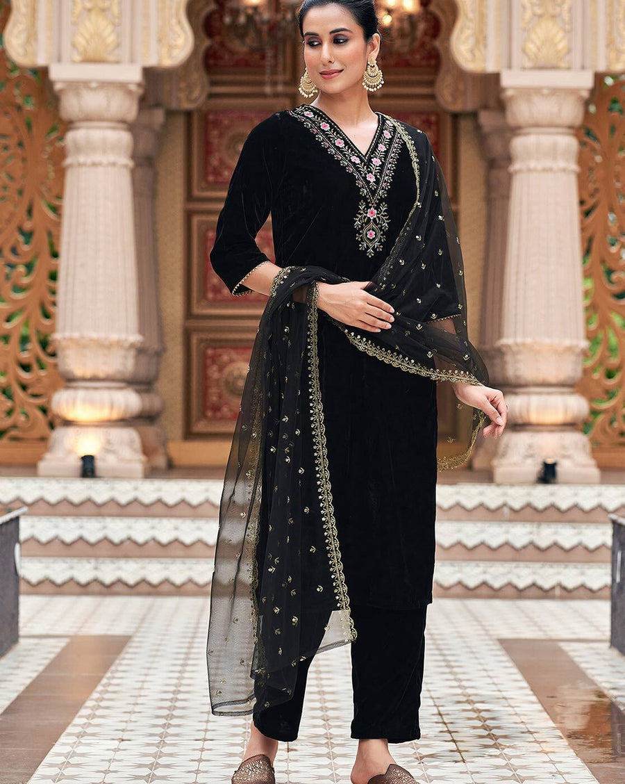 Lizza Fancy Embroidery Velvet Suit Pair &  Dupatta set.