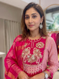 Pink Lotus Heavy Handwork Anarkali Suit Set with Dupatta