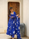 Kudbi's Flower Anarkali Suit With Dupatta Set.