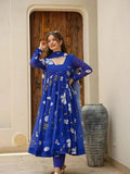 Kudbi's Flower Anarkali Suit With Dupatta Set.