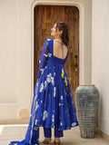 Kudbi's Flower Anarkali Suit With Dupatta Set.