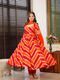 KUDBI'S LEVIO ORENGE AND RED PINK ANARKALI SUIT SET