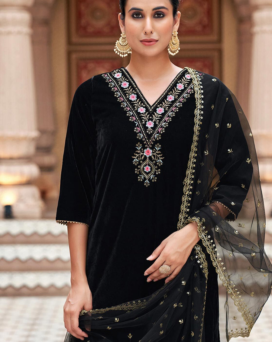 Lizza Fancy Embroidery Velvet Suit Pair &  Dupatta set.