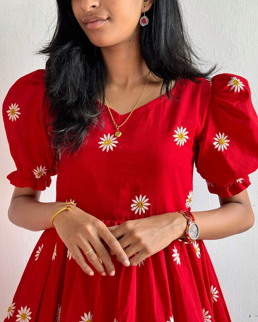 Kudbi's Flower Cotton Frock Style.