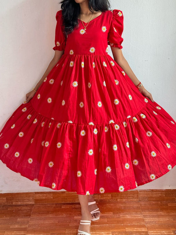 Kudbi's Flower Cotton Frock Style.
