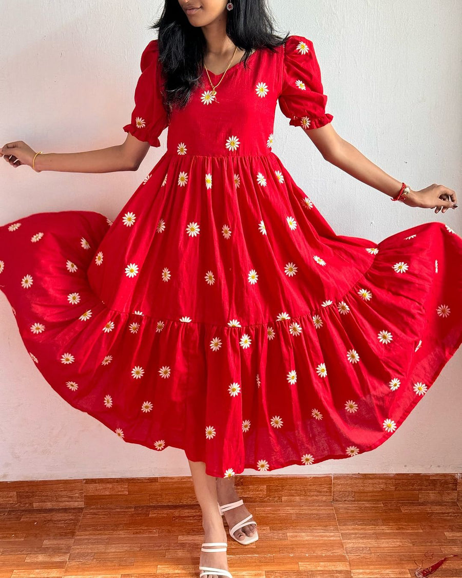 Kudbi's Flower Cotton Frock Style.