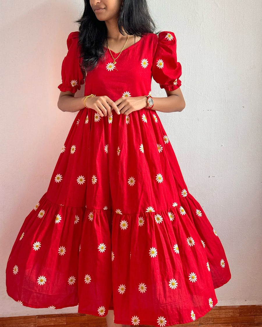 Kudbi's Flower Cotton Frock Style.