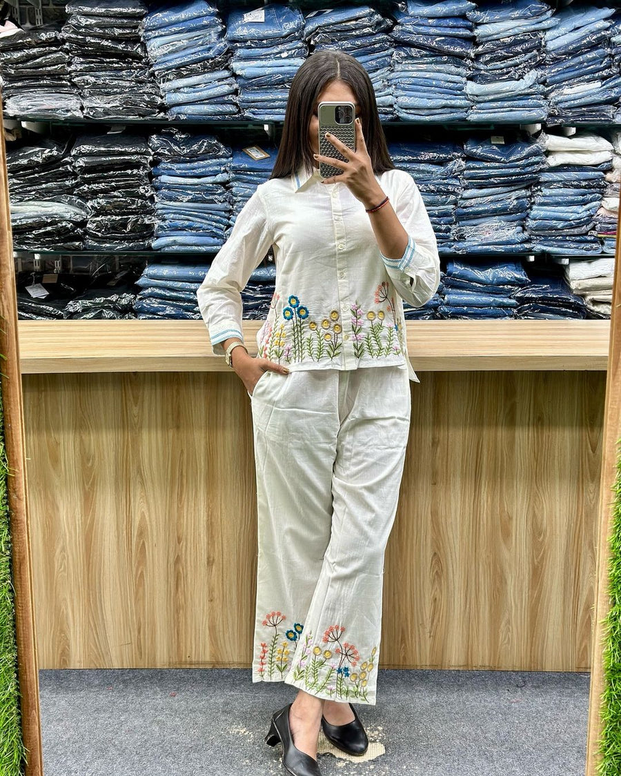 Kudbi's White Fancy Co-ords set