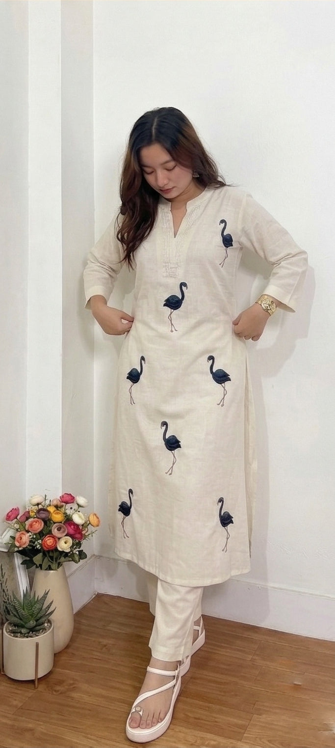 Flamingo Pure Khadi cotton coords set