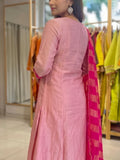 Pink Lotus Heavy Handwork Anarkali Suit Set with Dupatta
