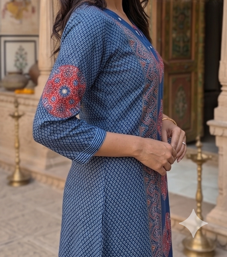 Mishri Stylish Blue Real Mirror Co-ords Set for Summer