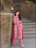Rosey Embroidery Thread Suit Set with Fency Dupatta.