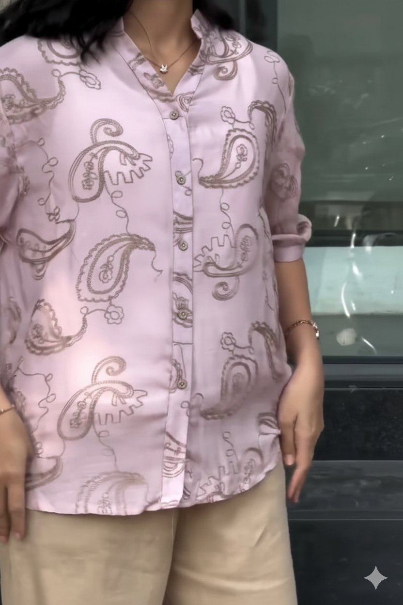 Kudbi's Gen'z Women Style Pure Cotton Embroidery Shirt