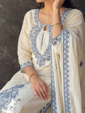 Wati Fancy Aari Embroidery Kora Cotton Grey Suit