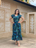 Kudbi's  Stylish Floral Green Print Kurti For Smart Ladies