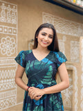 Kudbi's  Stylish Floral Green Print Kurti For Smart Ladies