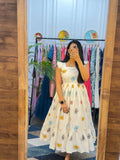 Kudbi's Butterfly Cotton White Frock Style