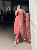Kudbi Viscose Tissue Silk Handwork Kurta Set with Organza Dupatta
