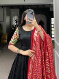 Kudbi's Style Black Patola Gown with dupatta.