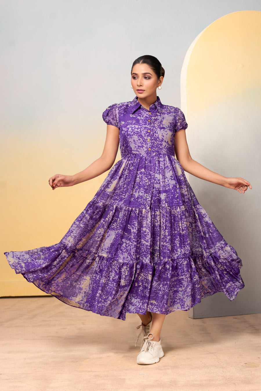 Saajida Trendy Style Collared Frock.