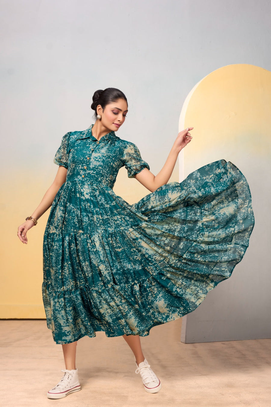 Saajida Trendy Style Collared Frock.