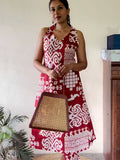 Indigo Motif Print A-Line Kurta Set for Women