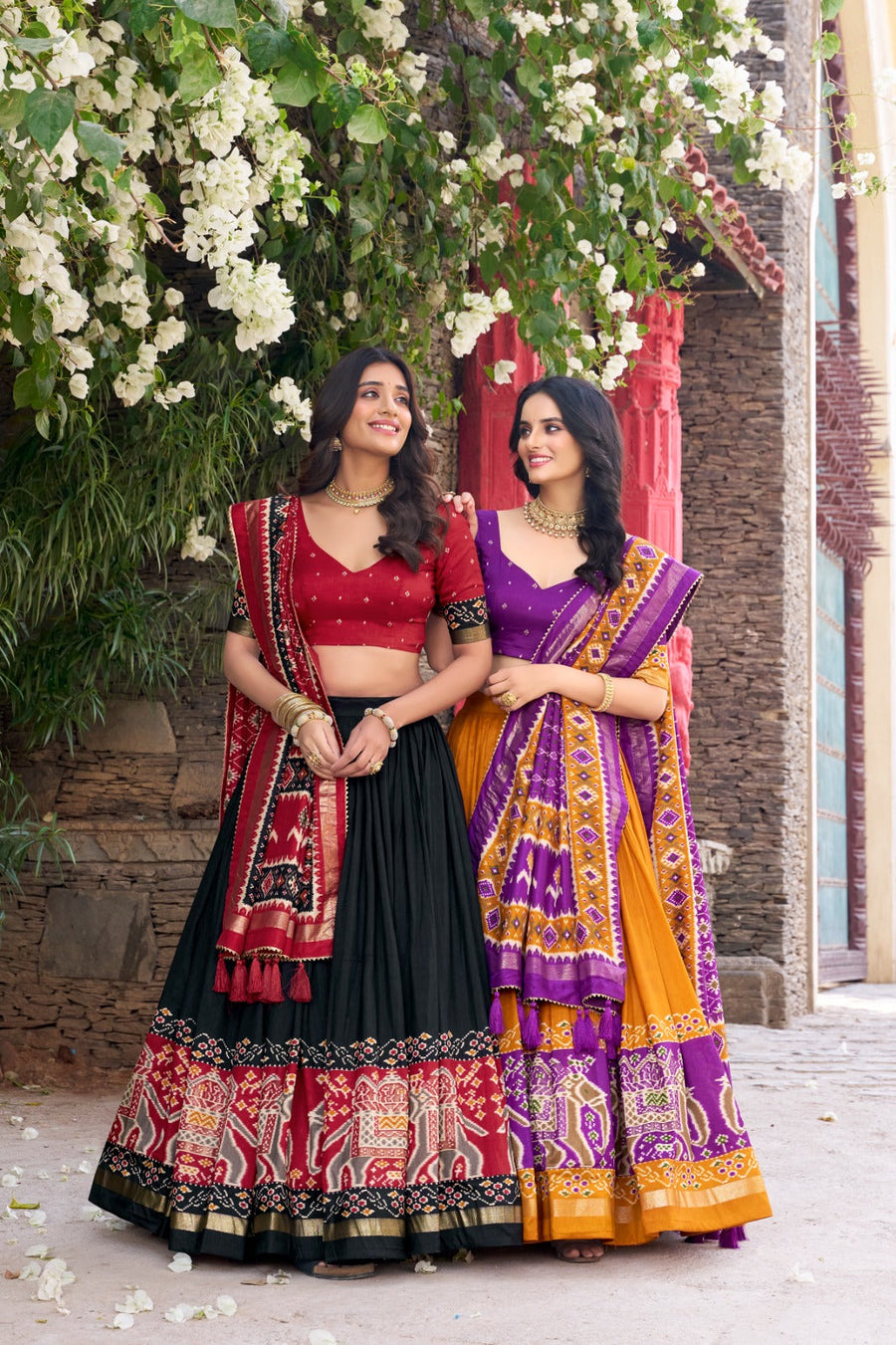 Kudbi Designer Traditional Patola Print Lehenga Choli Set with Dupatta for Women