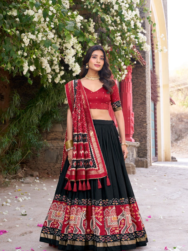 Kudbi Designer Traditional Patola Print Lehenga Choli Set with Dupatta for Women
