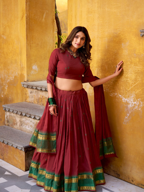 Kudbi Pure Chanderi Zari Weaving Lehenga Choli Set with Dupatta | Festive & Wedding Wear for Women