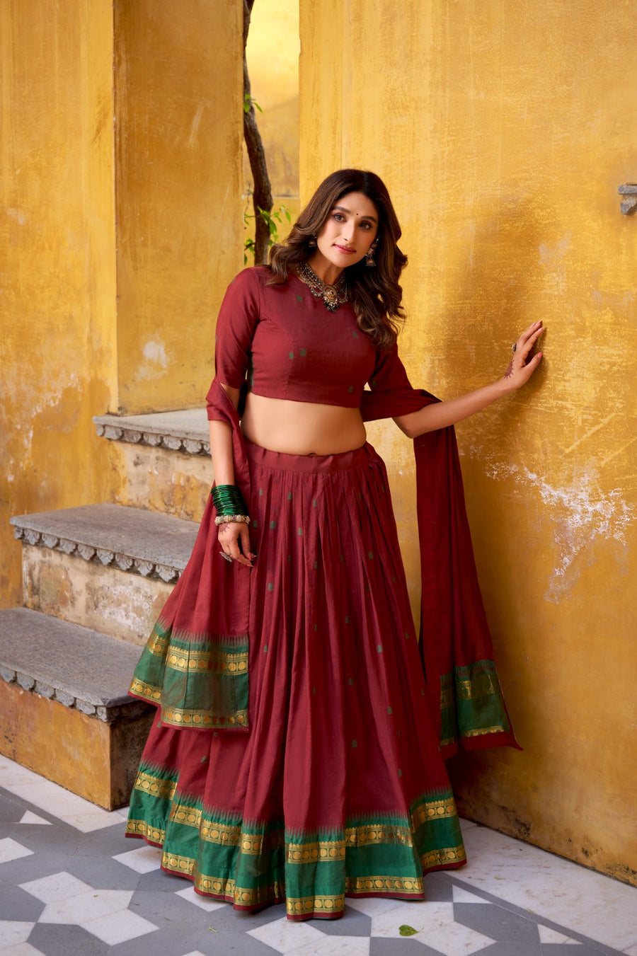 Kudbi Pure Chanderi Zari Weaving Lehenga Choli Set with Dupatta | Festive & Wedding Wear for Women