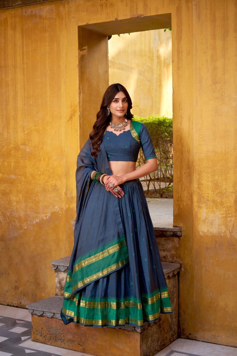 Kudbi Pure Chanderi Zari Weaving Lehenga Choli Set with Dupatta | Festive & Wedding Wear for Women