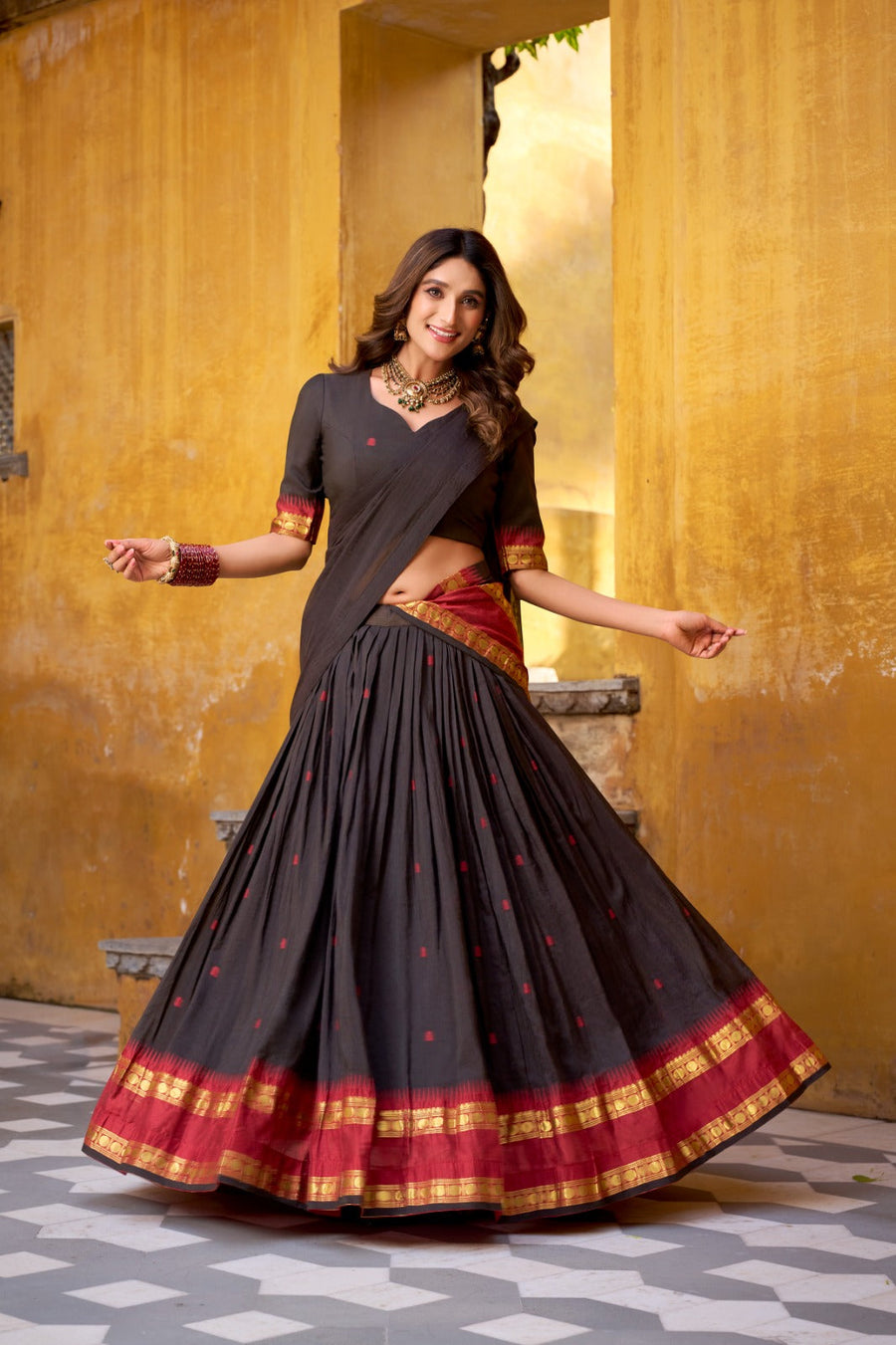 Kudbi Pure Chanderi Zari Weaving Lehenga Choli Set with Dupatta | Festive & Wedding Wear for Women