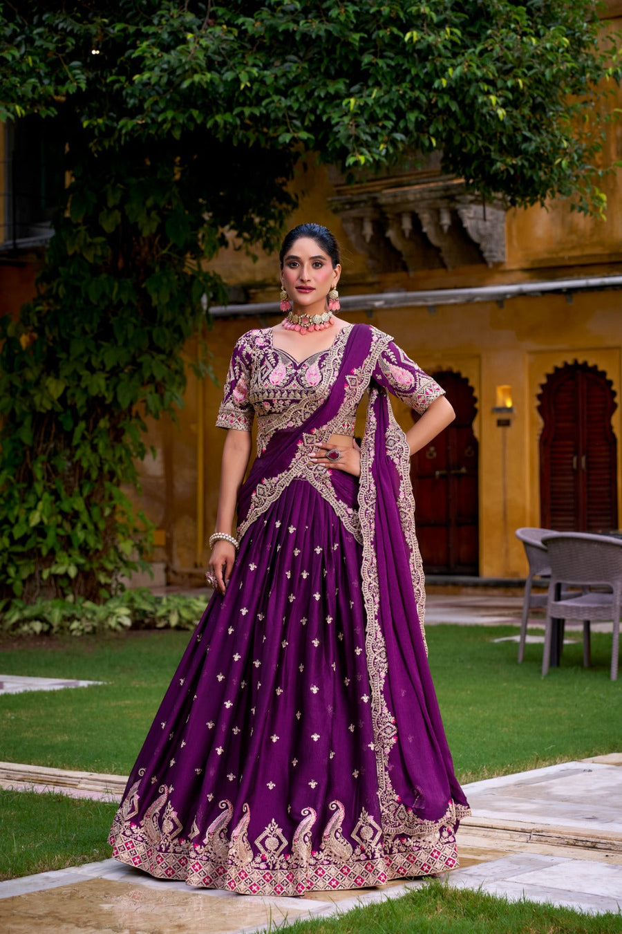 Kudbi VRUSHEE Rangoli Crush Embroidered Lehenga Choli Set – Designer Festive Wear for Women