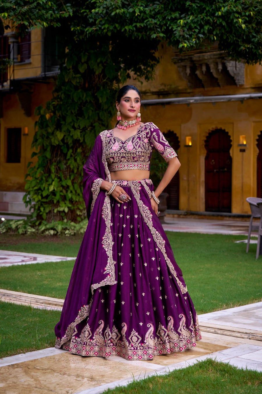 Kudbi VRUSHEE Rangoli Crush Embroidered Lehenga Choli Set – Designer Festive Wear for Women