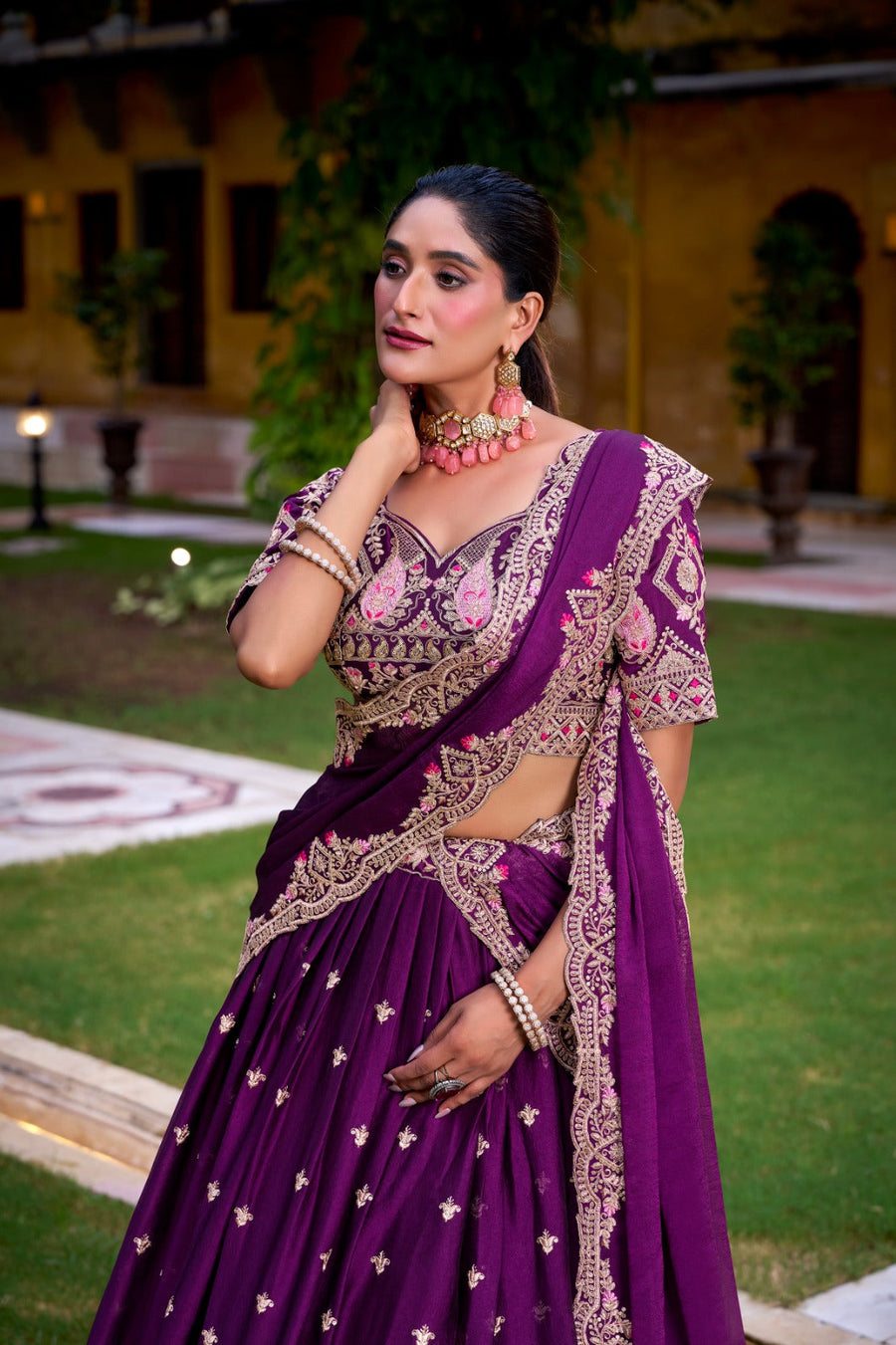 Kudbi VRUSHEE Rangoli Crush Embroidered Lehenga Choli Set – Designer Festive Wear for Women