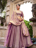 Kudbi Dreamy Pastel Fendi Lehenga Choli Set with Gold Lace and Dupatta
