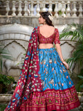 Kudbi's Style Akanksha-2 Kalamkari Tussar silk lengha Choli(semi-stitched).