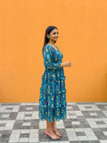 Kudbi Berry Blue Stylish 3-leyar Gown For Women.