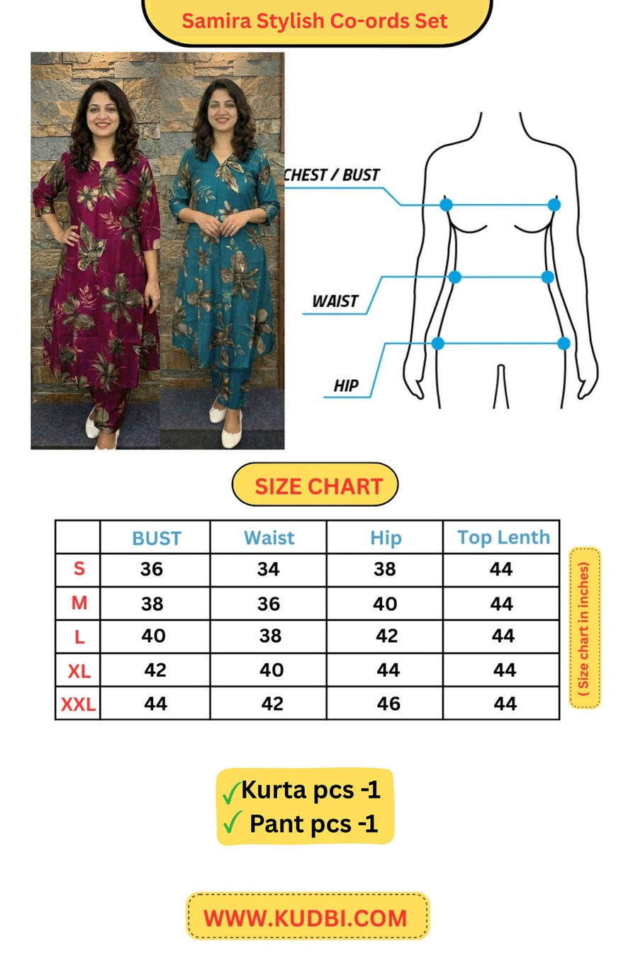 Kudbi's Samira Stylish Co-ords Set for this season.