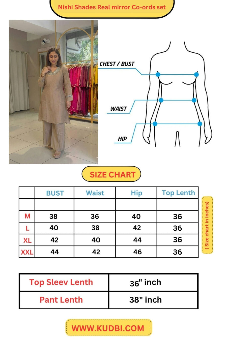 Nishi Shades Real mirror Stylish Co-ords set